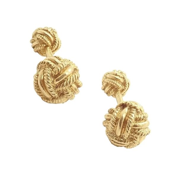 Rare! Vintage Tiffany & Co. 18k Yellow Gold Schlumberger Rope Knot Cufflinks - Picture 5 of 11